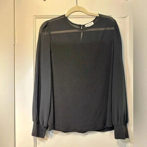 ACOA Sheer Panel Long Sleeve Blouse - Size L
